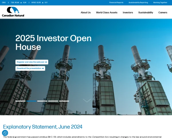 screenshot of Canadian Natural Resources Limited website