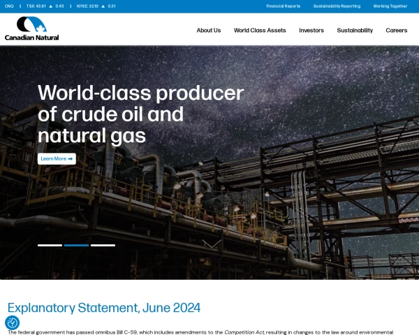 screenshot of Canadian Natural Resources Limited website