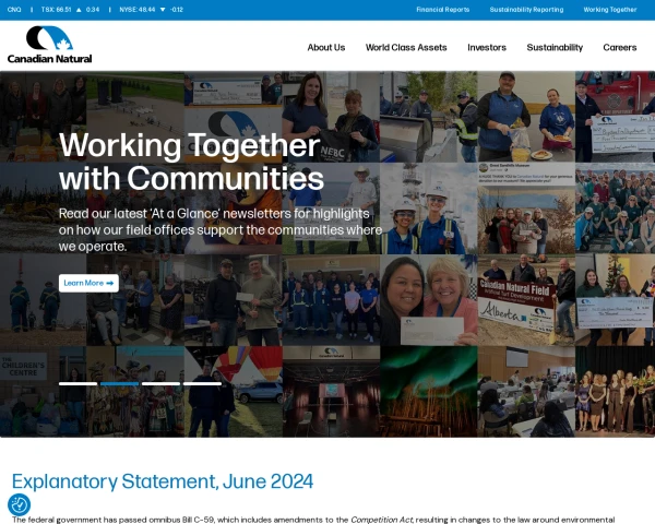 screenshot of Canadian Natural Resources Limited website