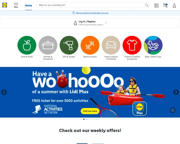 screenshot of Lidl website