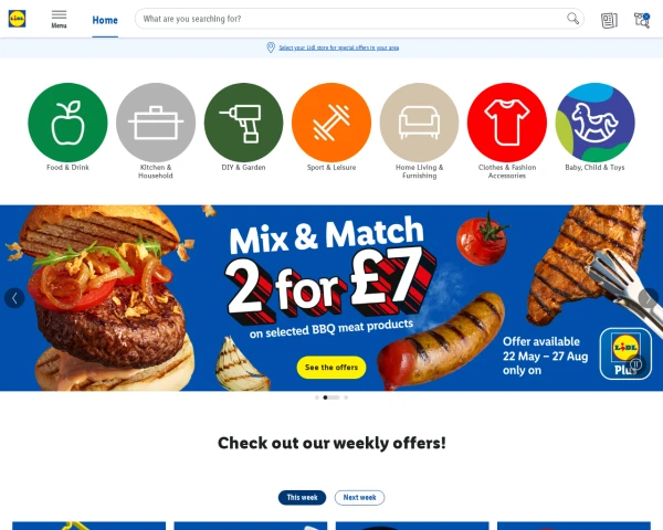 screenshot of Lidl website