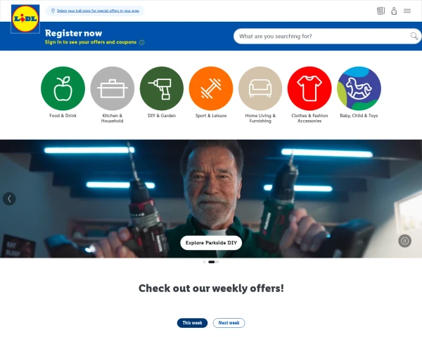 screenshot of Lidl website