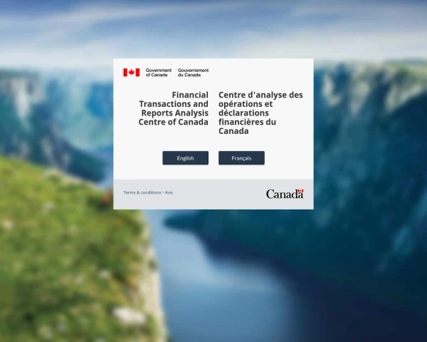 screenshot of Financial Transactions and Reports Analysis Centre of Canada website
