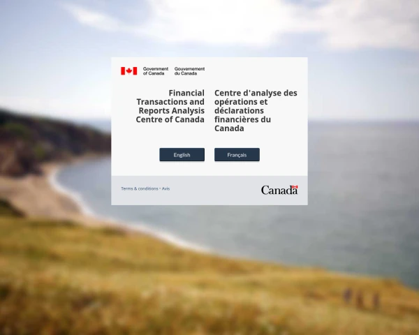 screenshot of Financial Transactions and Reports Analysis Centre of Canada website