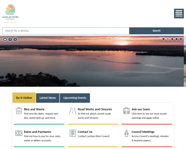 screenshot of Lachlan Shire Council website