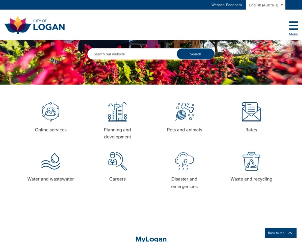 screenshot of Logan City Council website