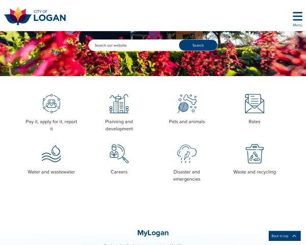 screenshot of Logan City Council website