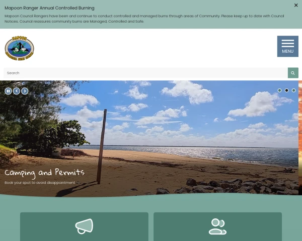 screenshot of Mapoon Aboriginal Shire Council website