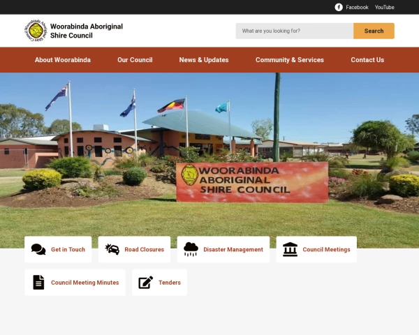 screenshot of Woorabinda Aboriginal Shire Council website