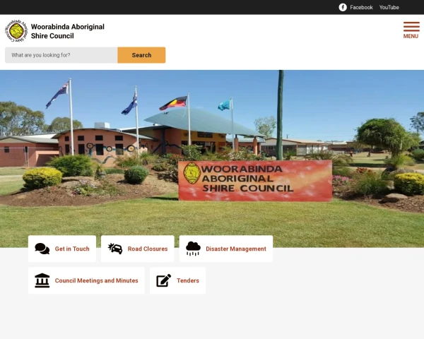 screenshot of Woorabinda Aboriginal Shire Council website