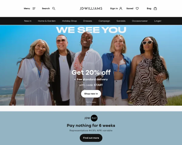 screenshot of JD Williams website