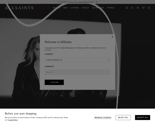 screenshot of All Saints website