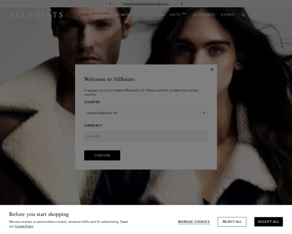 screenshot of All Saints website