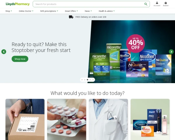 screenshot of Lloyds Pharmacy website