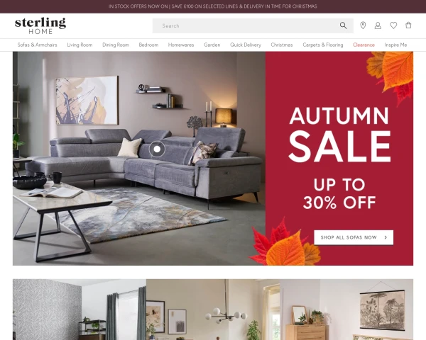screenshot of Sterling Furniture website