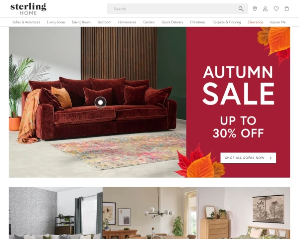 screenshot of Sterling Furniture website