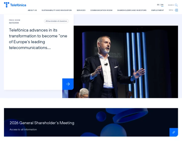 screenshot of Telefonica website