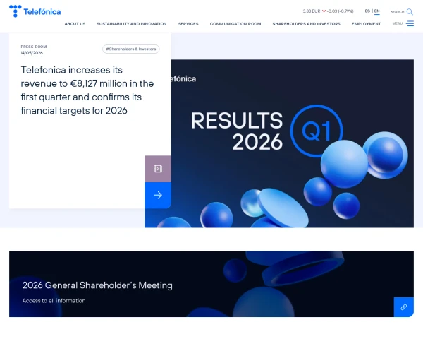 screenshot of Telefonica website