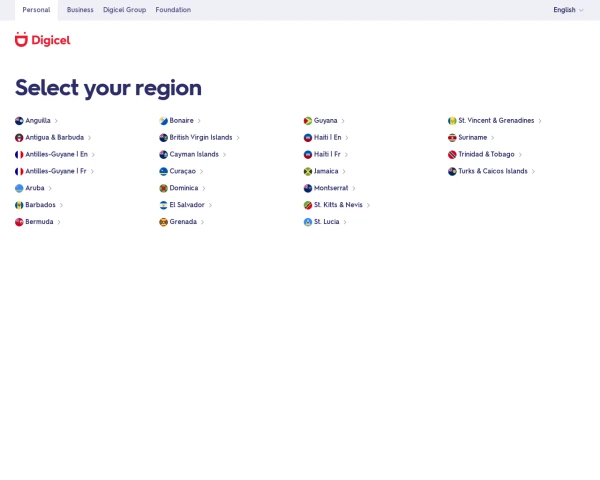 screenshot of Digicel Group website