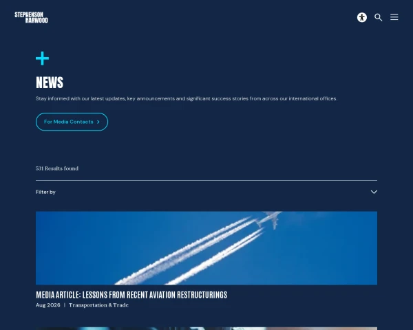 screenshot of Stephenson Harwood website