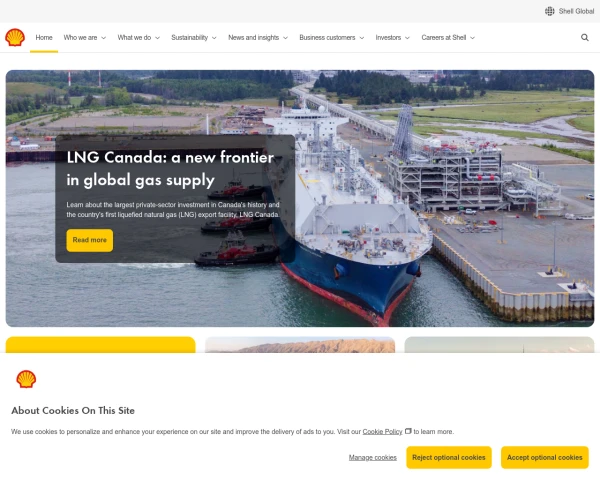 screenshot of Shell website