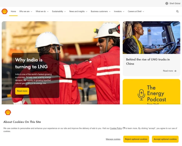 screenshot of Shell website