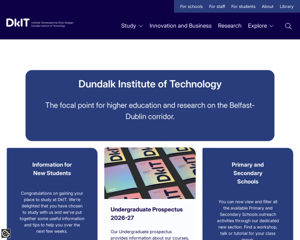 screenshot of Dundalk Institute of Technology website
