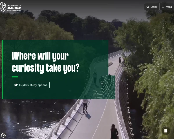 screenshot of University of Limerick website