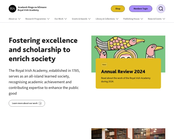 screenshot of Royal Irish Academy, Dublin website
