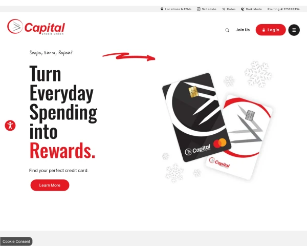 screenshot of Capital Credit Union website