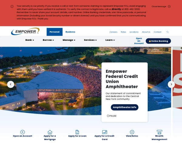 screenshot of Empower Credit Union website