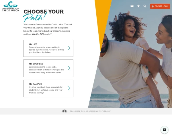 screenshot of Commonwealth Credit Union website