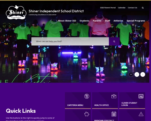 screenshot of Shiner ISD website