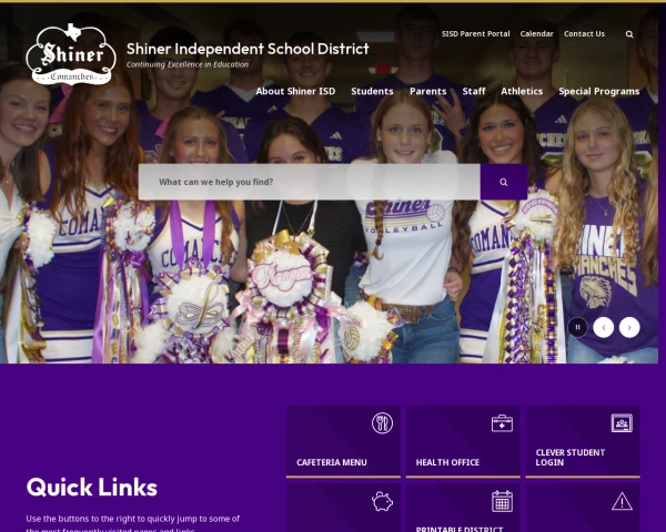 screenshot of Shiner ISD website