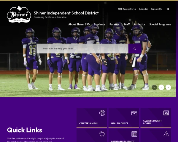 screenshot of Shiner ISD website