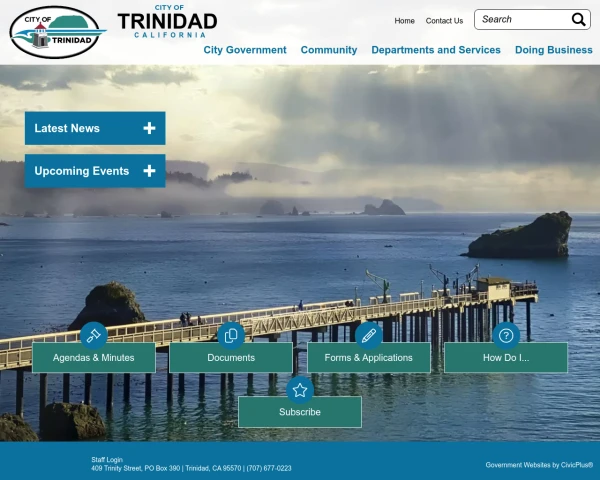 screenshot of City of Trinidad website