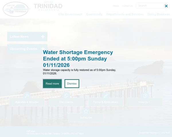 screenshot of City of Trinidad website