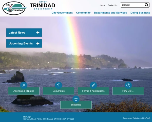 screenshot of City of Trinidad website
