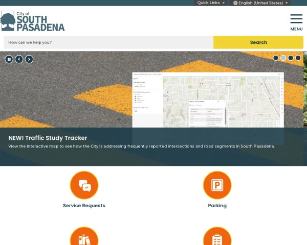 screenshot of City of South Pasadena website