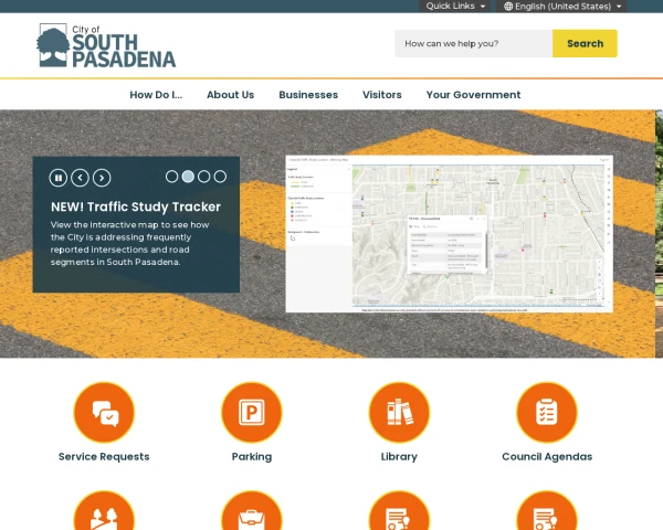 screenshot of City of South Pasadena website