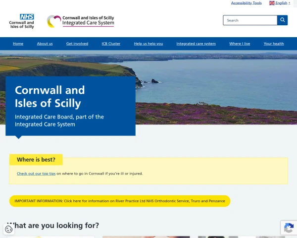 screenshot of NHS Cornwall and the Isles of Scilly ICB website