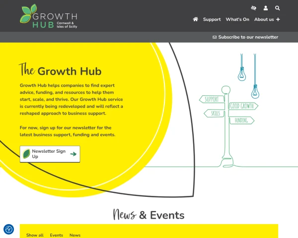 screenshot of Cornwall and Isles of Scilly Growth Hub website