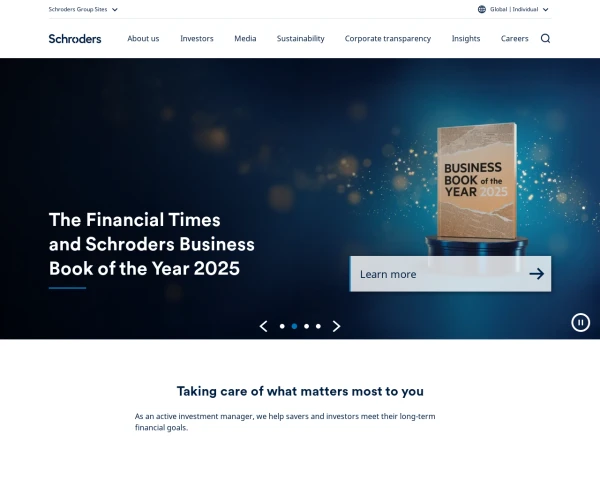 screenshot of Schroders website