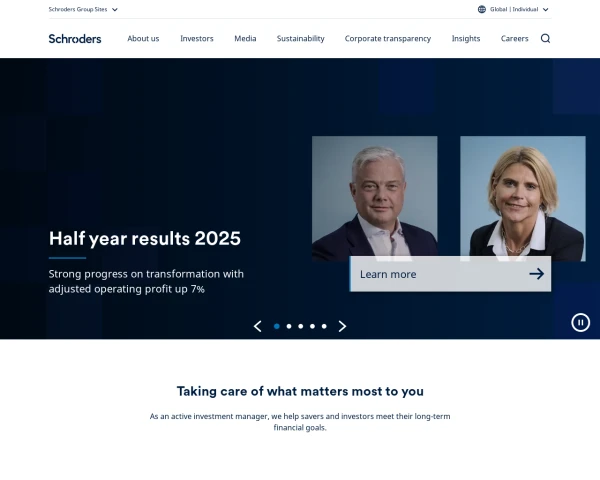 screenshot of Schroders website