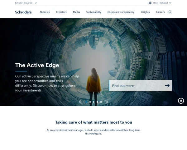 screenshot of Schroders website