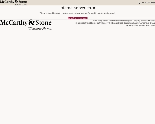 screenshot of McCarthy & Stone website