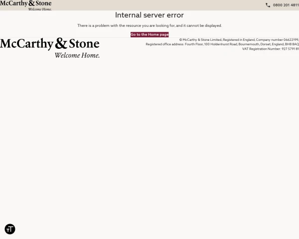 screenshot of McCarthy & Stone website
