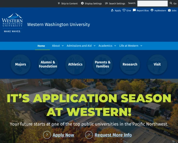 screenshot of Western Washington University website