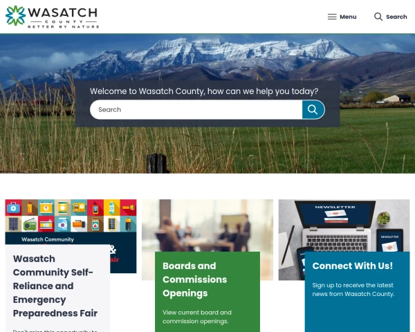 screenshot of Wasatch County, Utah website