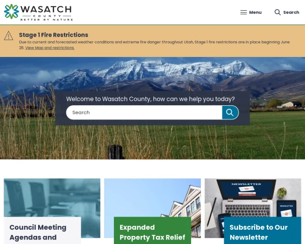 screenshot of Wasatch County, Utah website
